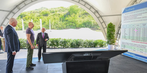 Prezident Laçında Hoçaz çayının üzərindəki su elektrik stansiyalarının açılışında iştirak edib