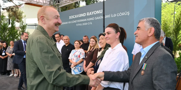 Prezidentin sosial şəbəkə hesablarında Quzeyxırman sakinləri ilə görüşdə Vətən Müharibəsi barədə çıxışı ilə bağlı video paylaşılıb