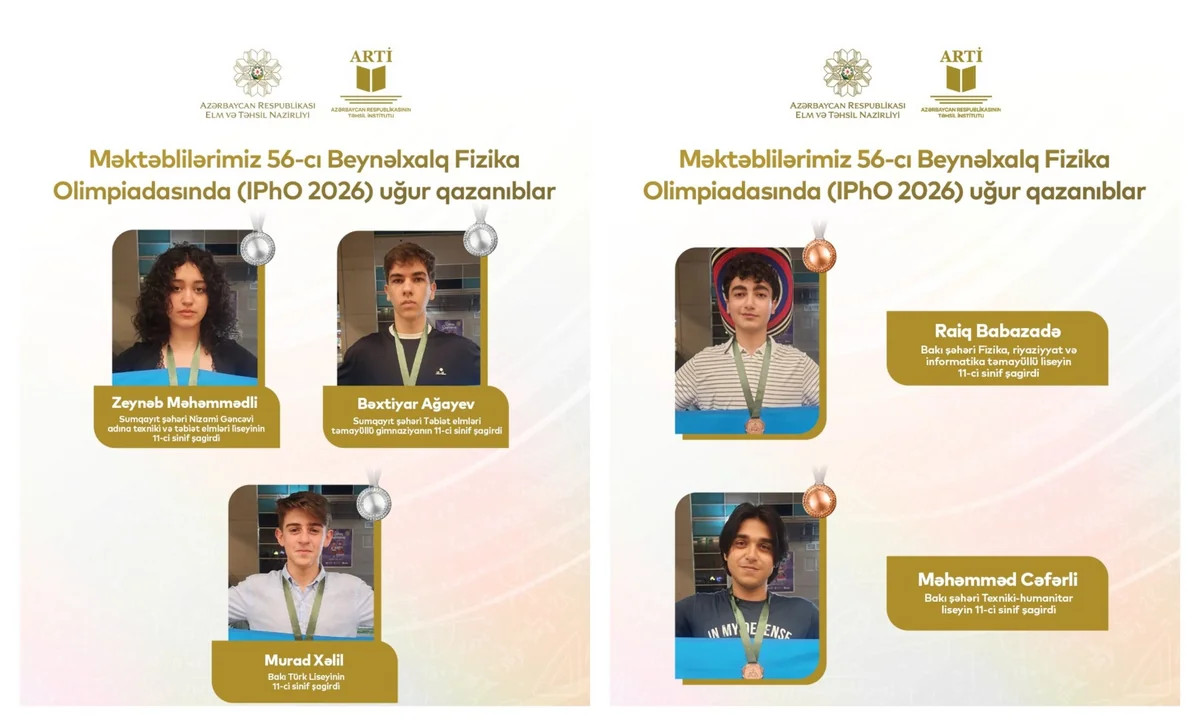 Azərbaycan məktəbliləri Beynəlxalq Fizika Olimpiadasında son 20 ilin ən yüksək nəticəsini əldə ediblər