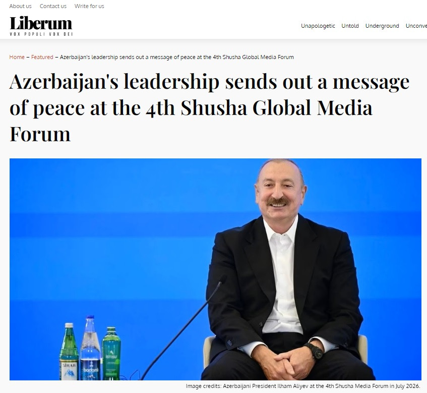 "The Liberum" Prezident İlham Əliyevin Şuşada səsləndirdiyi əsas mesajları işıqlandırıb