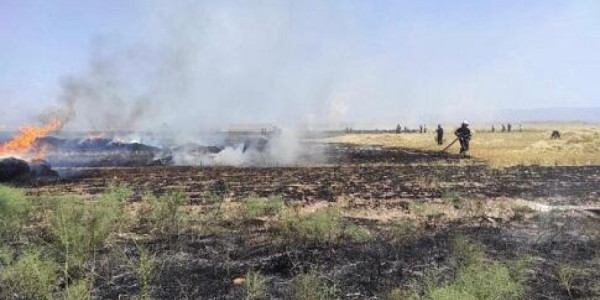 Bakıda açıq ərazidə yanğın baş verib