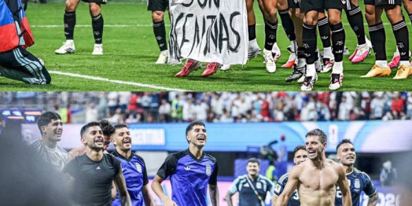 Argentina millisinin futbolçuları "Malvin adaları Argentinanındır" banneri açıb