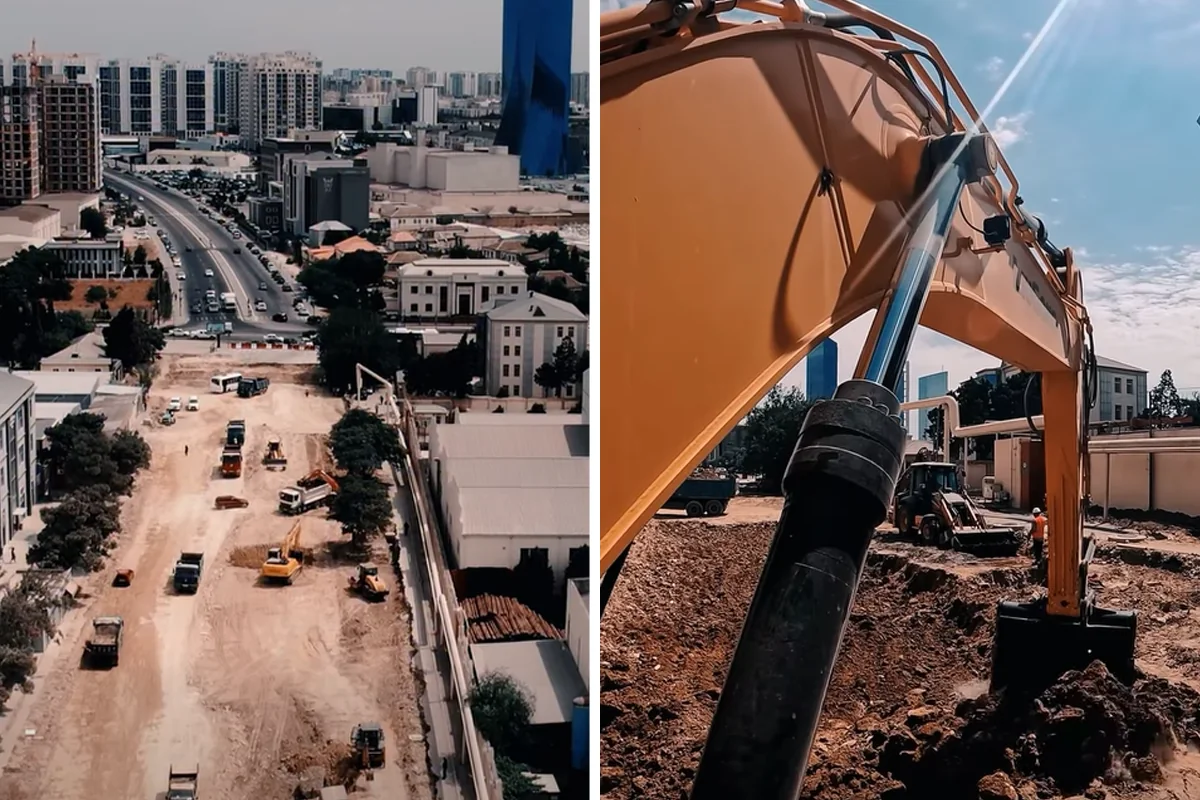 "Ulduz" metro stansiyasının qarşısındakı yolda tikinti işləri davam etdirilir