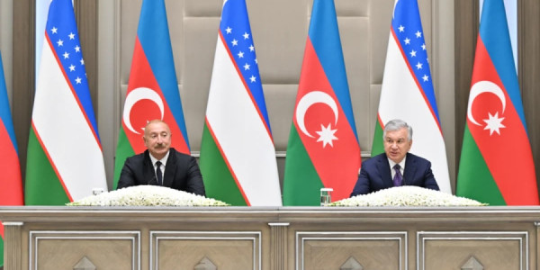 Azərbaycan və Özbəkistan prezidentləri mətbuata bəyanatlarla çıxış ediblər