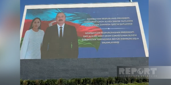 Daşkənddə Prezident İlham Əliyevin Özbəkistana dövlət səfəri ilə bağlı qarşılanma bannerləri yerləşdirilib