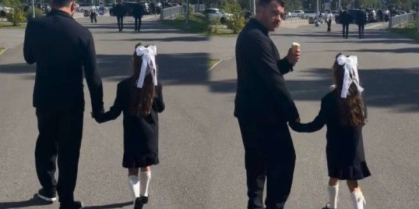 Emin Ağalarov qızını məktəbə yola saldı