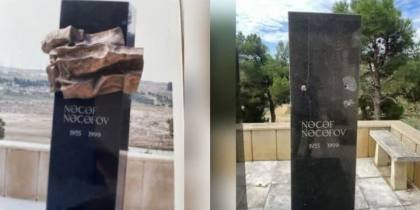 Mərhum jurnalistin məzarındakı barelyef oğurlandı