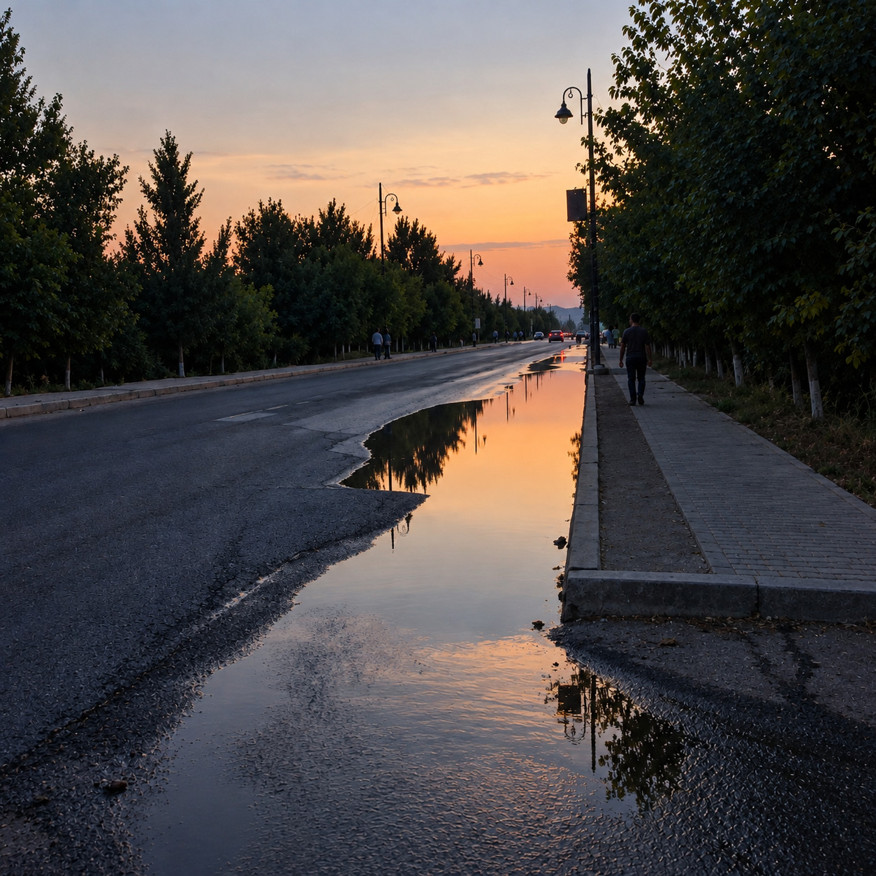 Cəlilabadda içməli su xəttində qəza olub, yolu su basıb
