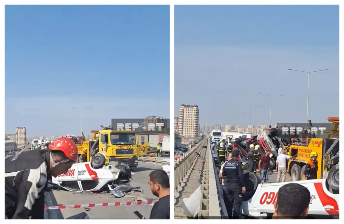Masazırda yük maşını aşıb,