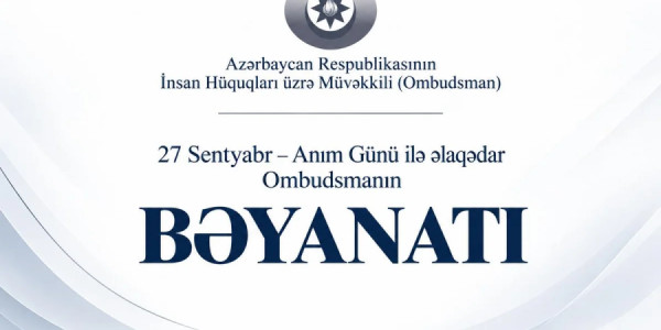 Ombudsman Anım Günü ilə əlaqədar bəyanat yayıb