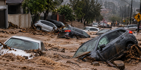 Şilidə güclü sel: avtomobillər suyun altında qaldı