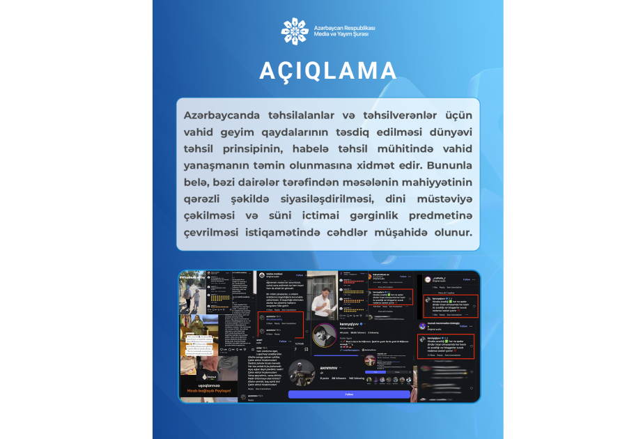 Media və Yayım Şurası açıqlama yayıb