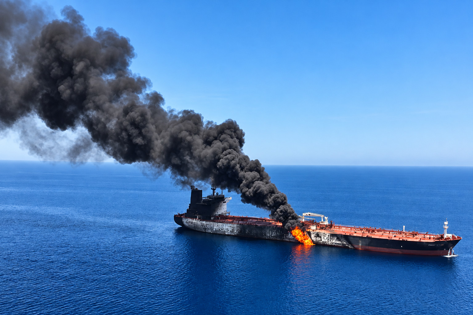 Hörmüz boğazında minaya toxunan supertanker partlayıb