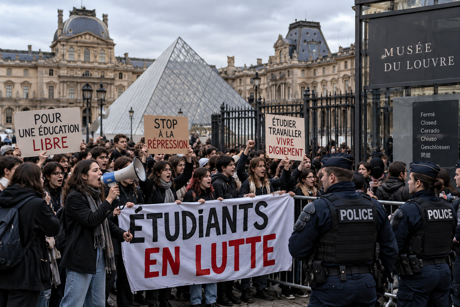 Parisdə tələbələr Luvr Muzeyinin girişlərini bağladılar