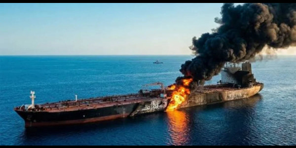 Hörmüz boğazında iki supertanker partlayıb