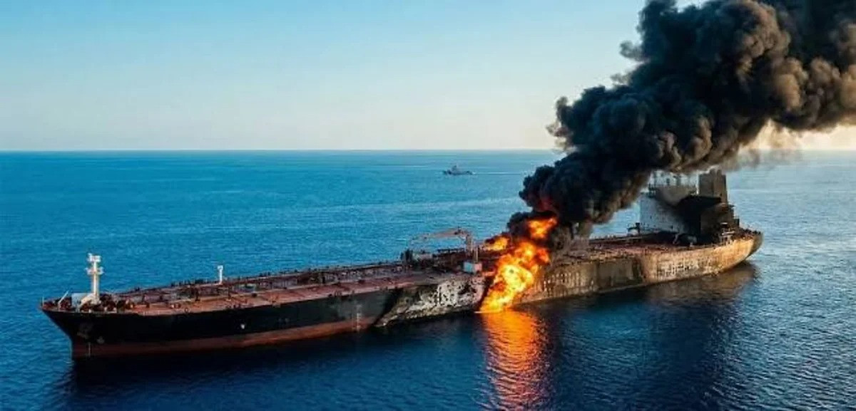 Hörmüz boğazında iki supertanker partlayıb