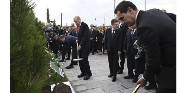 Türk Dövlətləri Təşkilatının sammitində iştirak edən liderlər Ankarada fidan əkiblər